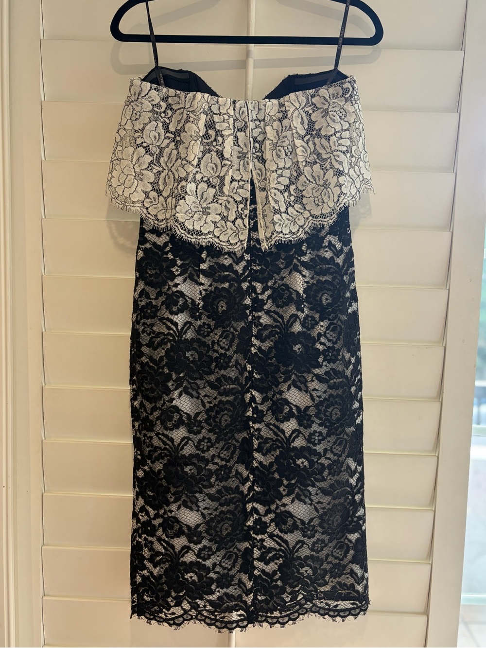 BLACK HALO NWT Endora Black White All Over Lace Strapless Dress 4 Cocktail - Picture 7 of 8